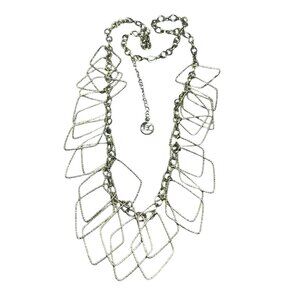 Erica Lyons Silvertone Geometric Statement Necklace 32 - 35 inches Long